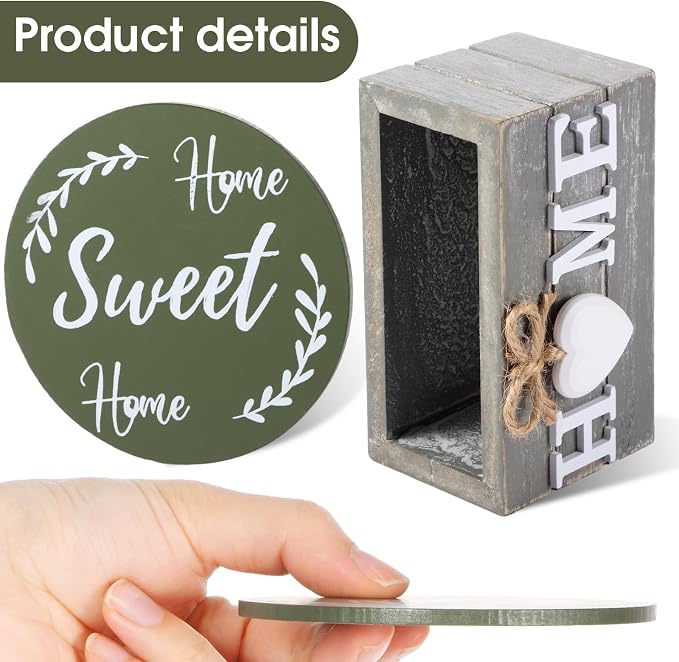 Queekay Coasters Set of 6 House Warming Gifts New Home Wooden Farmhouse Drink - Image 3