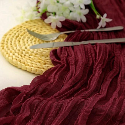 10 Pack Burgundy Cheesecloth Table Runner 17 x 108 Inch | Boho Gauze Fabric - Image 2