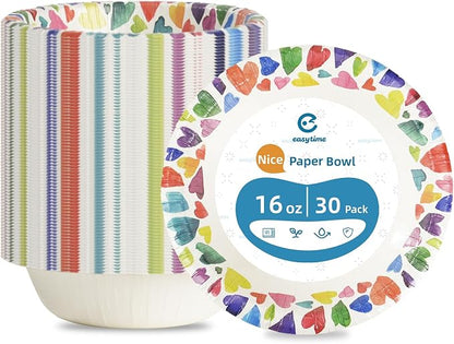 30 Pack Paper Bowls, 16 Oz Disposable Soup Bowl, Heavy Duty Printed Disposable by Unknown
