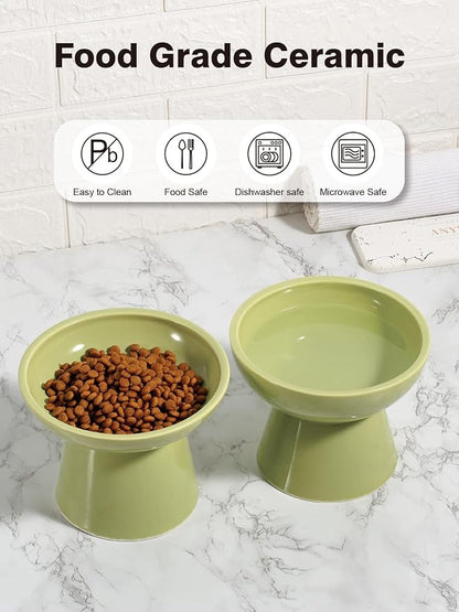 LoeJan Elevated Cat Food and Water Bowls Set, Extra Wide and Raised Ceramic - Image 7