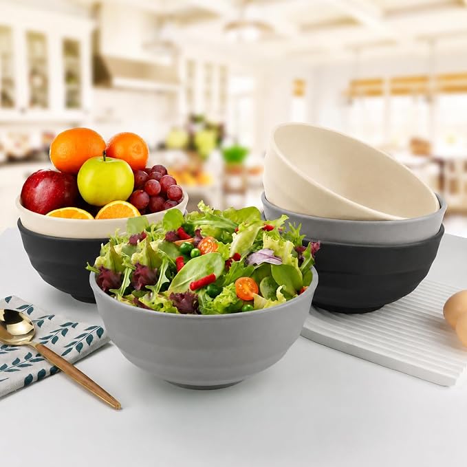 Wheat Straw Bowls Sets of 6, 60oz Large Plastic Bowl Reusable, Unbreakable - Image 7