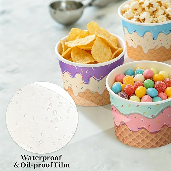 Aodaer 120 Pack 8 oz Paper Cups Disposable Ice Cream Bowls Dessert Cups Sundae - Image 4