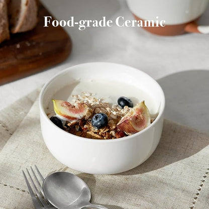 DOWAN White Ceramic Bowls Set of 6, 20 oz Ceramic Cereal Bowls, Everyday Cereal - Image 8