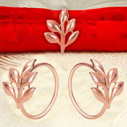 KPOSIYA Set of 6 Leaf Napkin Rings Metal Gold Napkin Holder Table Napkin Rings - Image 6
