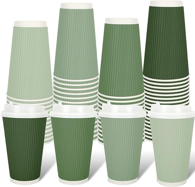 Whaline 100 Pcs Sage Green Disposable Coffee Cups by Whaline