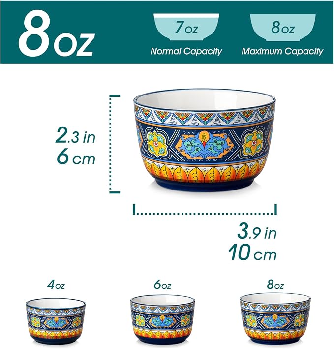 vancasso Ramekins 8 oz Oven Safe, Bohemian Style Creme Brulee Ramekin Set of 6 - Image 3