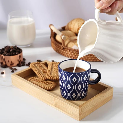 Selamica Ceramic Espresso Cups Set of 4, Vintage Blue | 5 Oz Espresso Mugs - Image 4