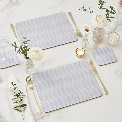 Pimpernel Eclipse Storm Grey Placemats, Set of 4 – (15.7" x 11.7") Elegant, 5mm Cork-Backed Dining Mats with Heat & Stain Resistant Lacquer Finish, Durable Protective Table Accessories