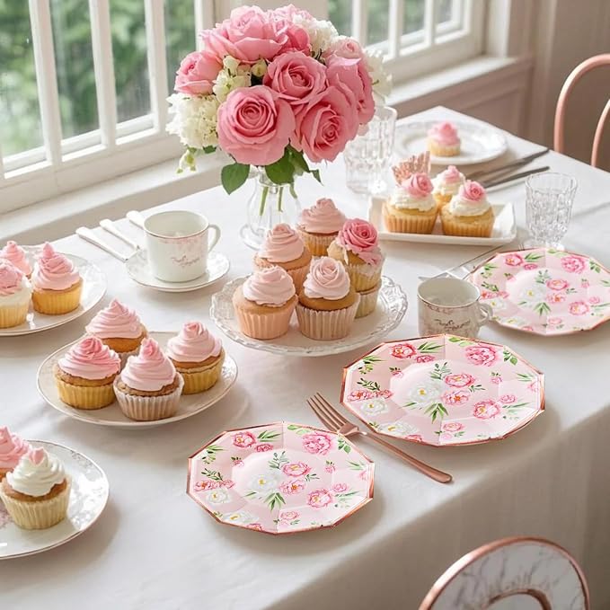 WRAPAHOLIC 25Pcs Floral Paper Plates - Image 7