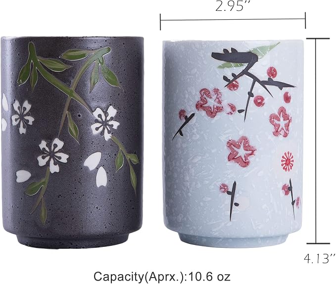 WHJY 10oz Transitional Chinese/Japanese style Handle-less Ceramic Tea cups - Image 2