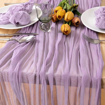 2 Pack Lilac Purple Cheesecloth Table Runner 10ft Boho Table Decor | - Image 2