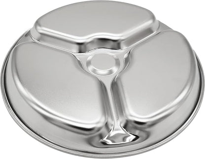 Korean Stainless Steel Divided Plates for Toddlers, Kids, Babies, 8-Inch, Premium 304, Electro-Polished, No Black Residue, BPA-Free, Round 3-Compartment Food Tray, Camping, Diet Control, Set of 2