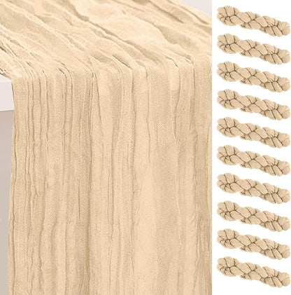 10 Pack Nude Cheesecloth Table Runner 35x120 Inch 10Ft Rustic Gauze Cheese by SuBleer