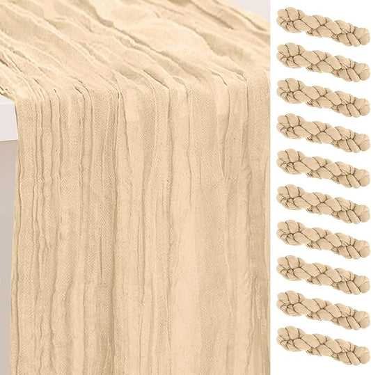 10 Pack Nude Cheesecloth Table Runner 35x120 Inch 10Ft Rustic Gauze Cheese by SuBleer