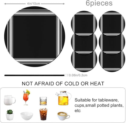 Black Grid Coasters Set of 6 Absorbent Coasters - Image 3