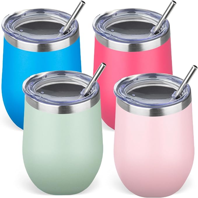 12oz/4 Pack Stainless Steel Wine Tumbler by GUDEMAO