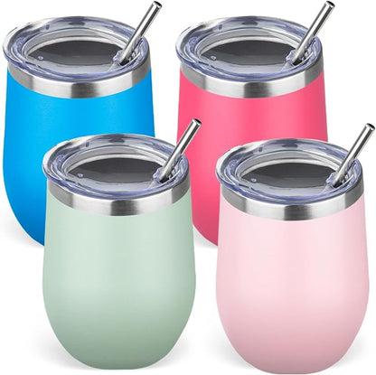 12oz/4 Pack Stainless Steel Wine Tumbler by GUDEMAO