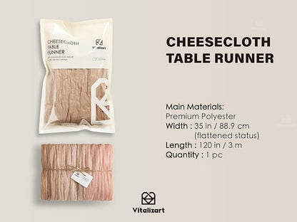 Vitalizart Cheesecloth Table Runner Pink Nude White 10ft Gauze Boho Rustic | - Image 2