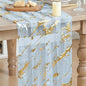 Artoid Mode Marble Pattern Light Blue Gauze Table Runner 10FT, Glitter Metallic by ArtoidMode