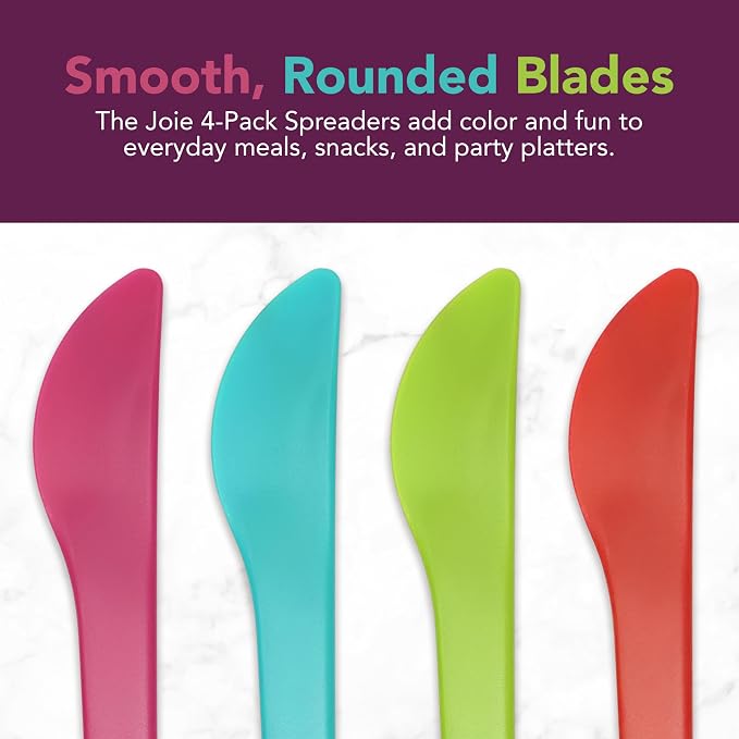 Joie Spreaders Set, Reusable Plastic Knives, 4-Count Assorted Colors | Ideal - Image 4