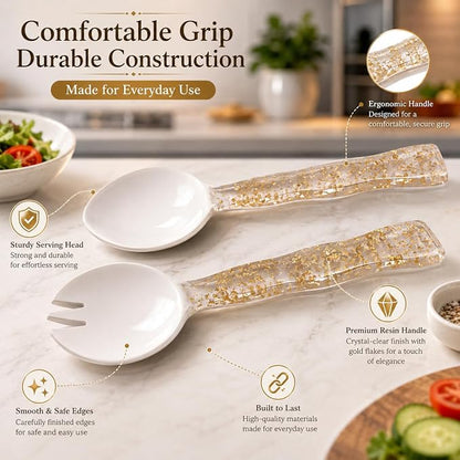 Salad Servers, Resin Salad Tongs, Long Handle Salad Server Set - Image 8