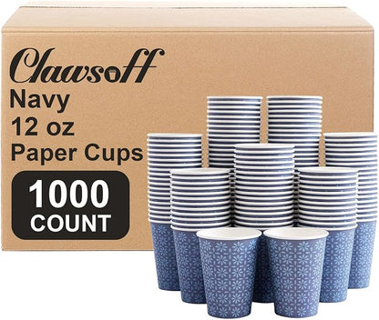 Clawsoff 1000 Pack Paper Cups 12 oz Bulk Disposable Coffee Cups Navy Floral | by BuyNow