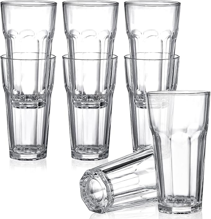 Yopay Set of 8 Highball Drinking Glasses, 12oz Lead-Free Tempered Water Glasses - Image 5