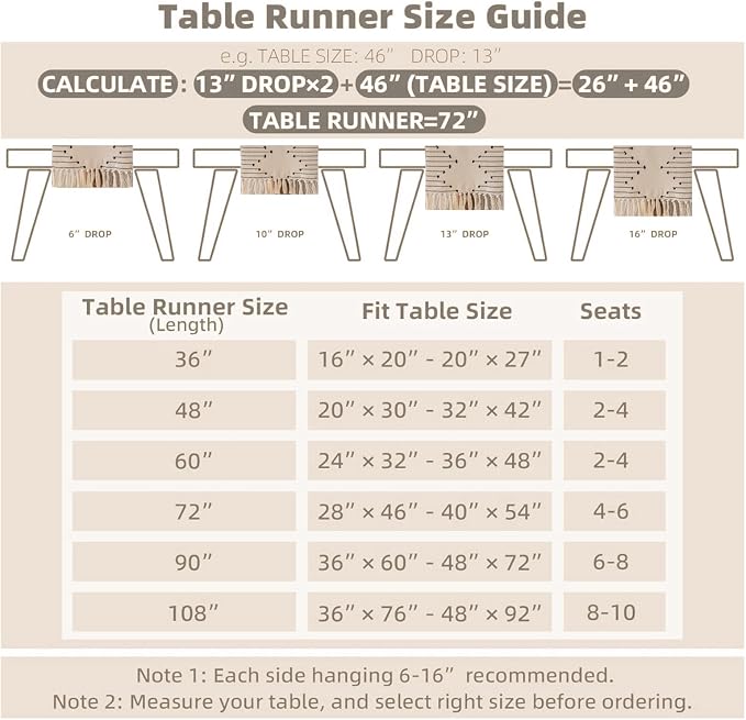 Joyfol Day Boho Cotton Table Runner 13 x 48 Inch, Farmhouse Burlap Stripe Table - Image 6