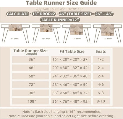 Joyfol Day Boho Cotton Table Runner 13 x 48 Inch, Farmhouse Burlap Stripe Table - Image 6