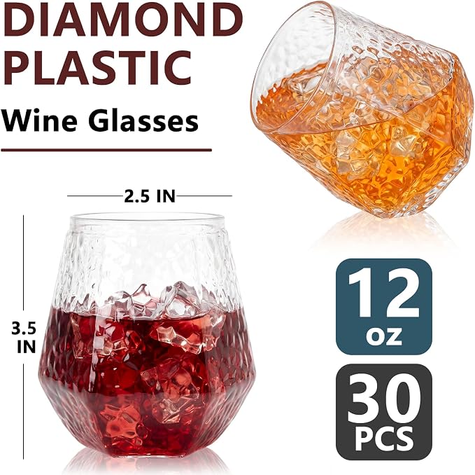 Ciaell 30 Pack Plastic Wine Glasses - Image 2