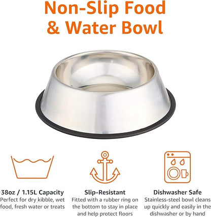 Amazon Basics Stainless Steel Non-Skid Dog Bowl, Dishwasher Safe, Rust Resistant - Image 4