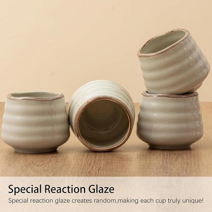 4pcs Japanese Tea Cup Set – Mini Size Cup 5OZ Ceramic Matcha Cup, Handless - Image 5