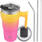 Konokyo 20 oz Tumbler with Handle and Straw, Insulated Travel Mug | Rainbow; by Konokyo
