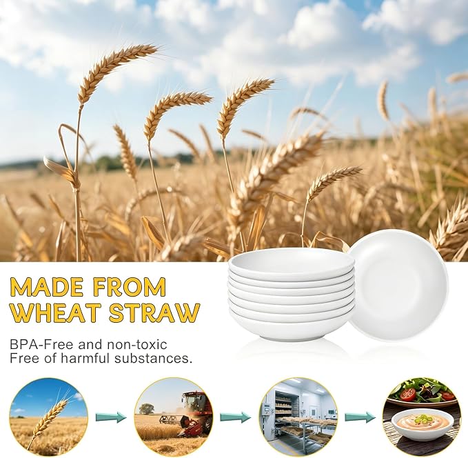 PYRMONT Wheat Straw Dip Bowls 2 OZ Dipping Sauce Bowls Set of 8 Unbreakable - Image 3