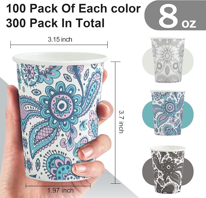 Clawsoff 300 Pack Paper Cups 8 oz, Disposable Coffee Cups 8 OZ | Sturdy - Image 2