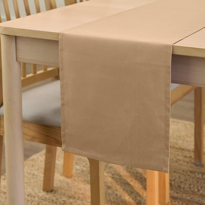 Encasa XO Table Runner, Cotton Canvas Dining Runner 13"x72" | Light Beige by EncasaXO