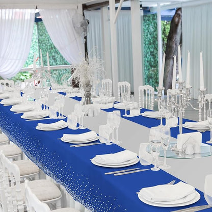 12 Pack Blue and Silver Tablecloth and Table Runner Party Decorations - Image 7