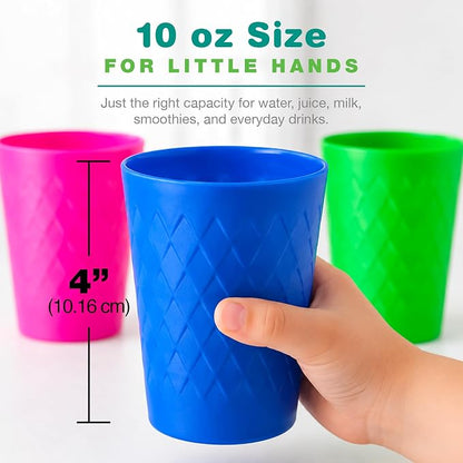 JoyServe Kids Plastic Tumblers, 10 oz Reusable Drinking Cups, Unbreakable - Image 2