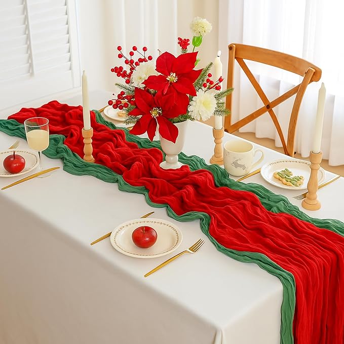 6 Pack Red Cheesecloth Table Runner 22x120 Inch | 10Ft Boho Gauze Sheer Rustic - Image 4