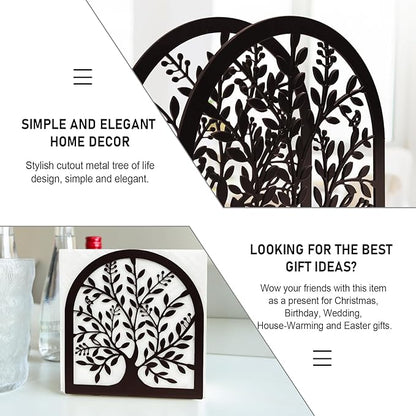 Napkin Holder for Tables, Tree of Life Design Modern Metal Napkin Holder for Home Kitchen & Picnic Party, Bronze