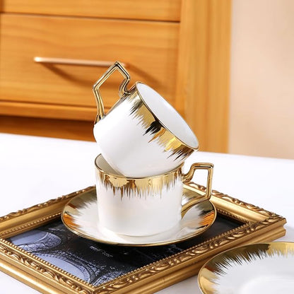 LETAOTAO Cappuccino Cups with Saucers, 8.5 oz Stackable Ceramic Coffee Cup and - Image 6