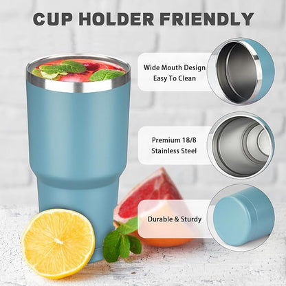 30 oz Tumbler with Lids and Straws, Stainless Steel Insulated Coffee Tumbler - Image 3