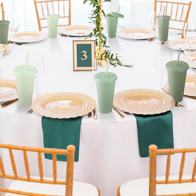 Skylety 36 Pcs Sage Green Plastic Cups - Image 7