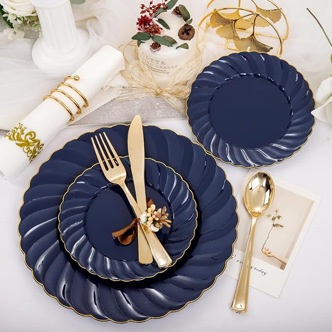 YOUBET 150PCS Blue Plastic Plates - Image 5
