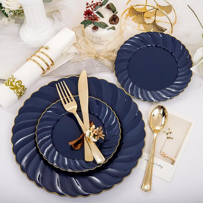 YOUBET 150PCS Blue Plastic Plates - Image 5