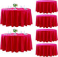 Fokitut 6 Pack Round Tablecloth, 120 Inch, Stain Resistant and Wrinkle Polyester Table Cloth, Fabric Table Cover for Kitchen Dining, Wedding, Party, Holiday Dinner-Red