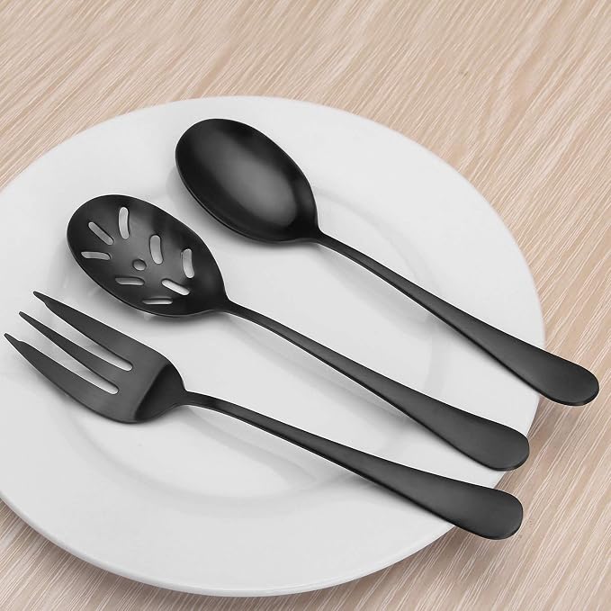 Matte Black Serving Set，SHARECOOK 5-Piece 18/0 Stainless Steel Large Hostess Set - Image 5