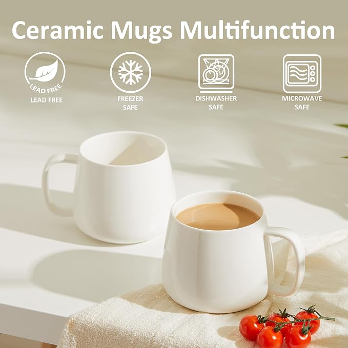 Teocera 16oz Ceramic Coffee Mugs Set of 4 – Stackable Latte Cups, Dishwasher & - Image 6