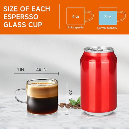 YMMIND 4-Pack 4oz Espresso Cups Espresso Shot Glasses - Image 5