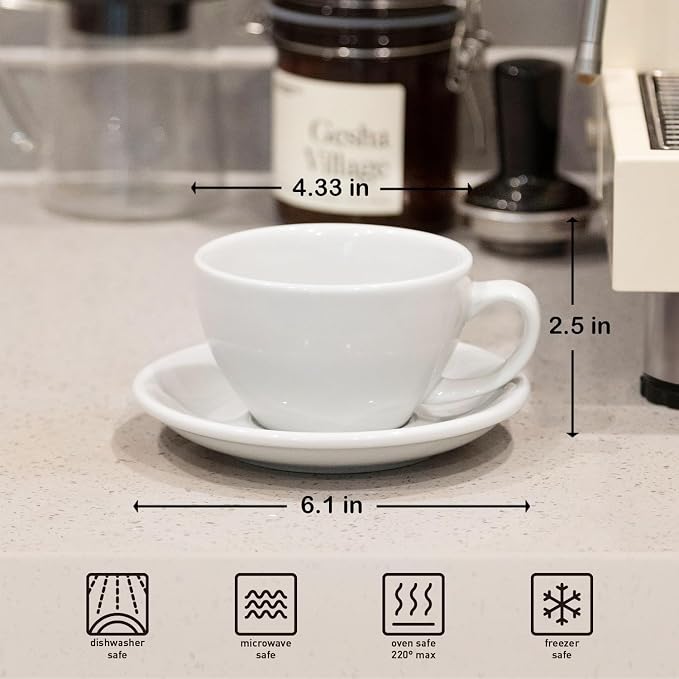 Loveramics Latte Art Mug with Saucer, 10 oz Ceramic Coffee cups with Round - Image 2